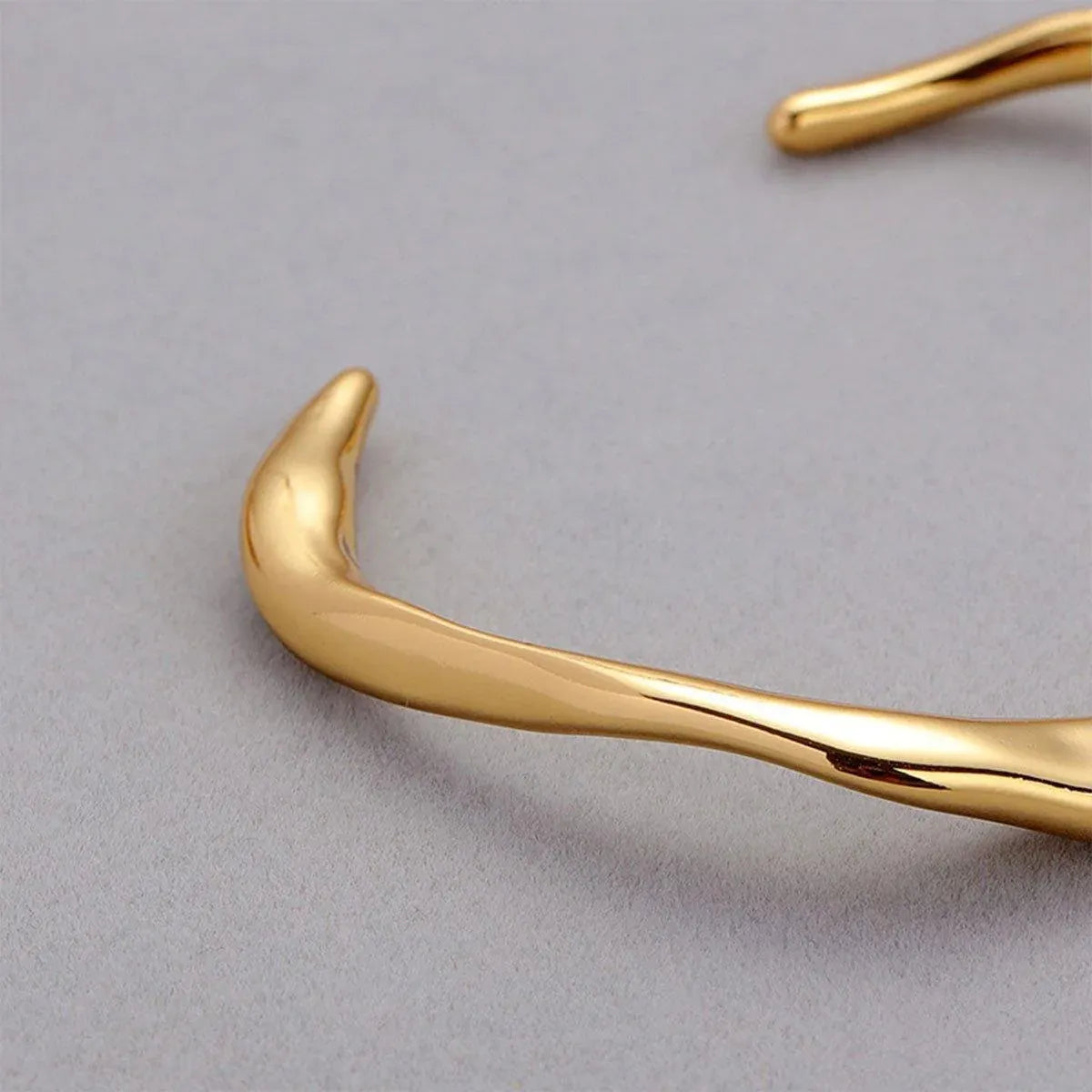 1-Piece Gold-Tone Wavy Open Cuff Bracelet
