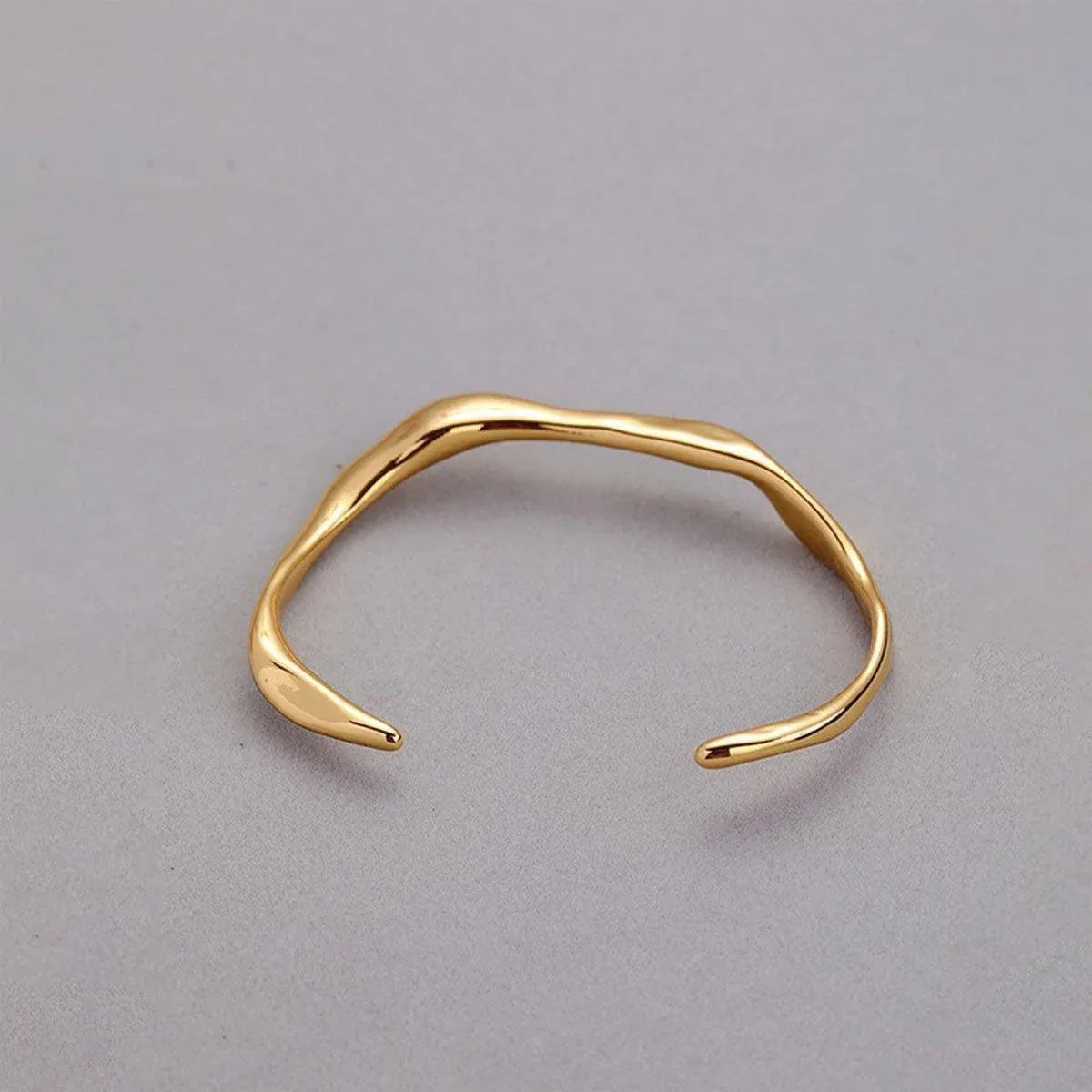 1-Piece Gold-Tone Wavy Open Cuff Bracelet