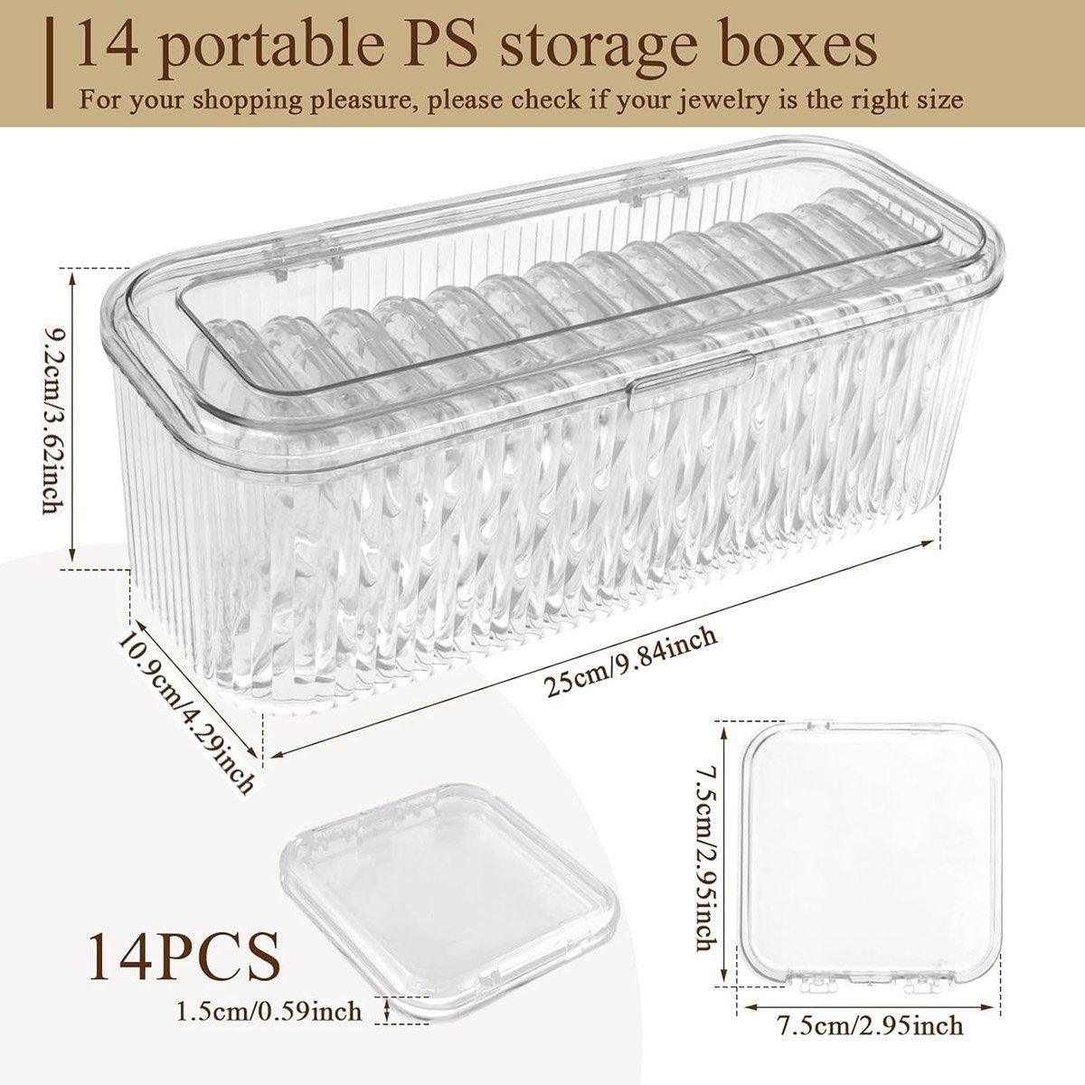15pcs Transparent Storage Box Jewelry Organizer Bracelet Necklace Anti-Oxidation