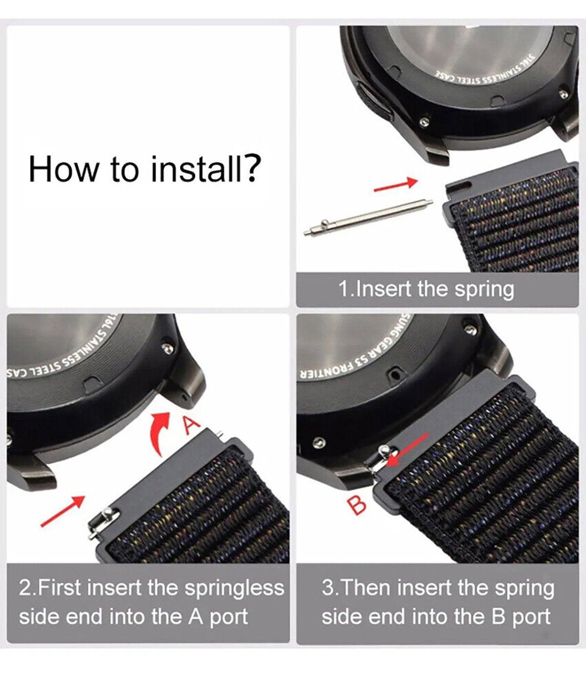 20mm Nylon Braided Sport Loop Velcro Watch Band Strap Compatible Replacement - Rainbow