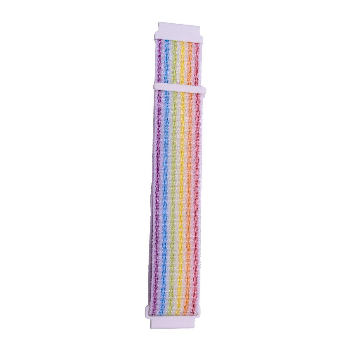 20mm Nylon Braided Sport Loop Velcro Watch Band Strap Compatible Replacement - Rainbow