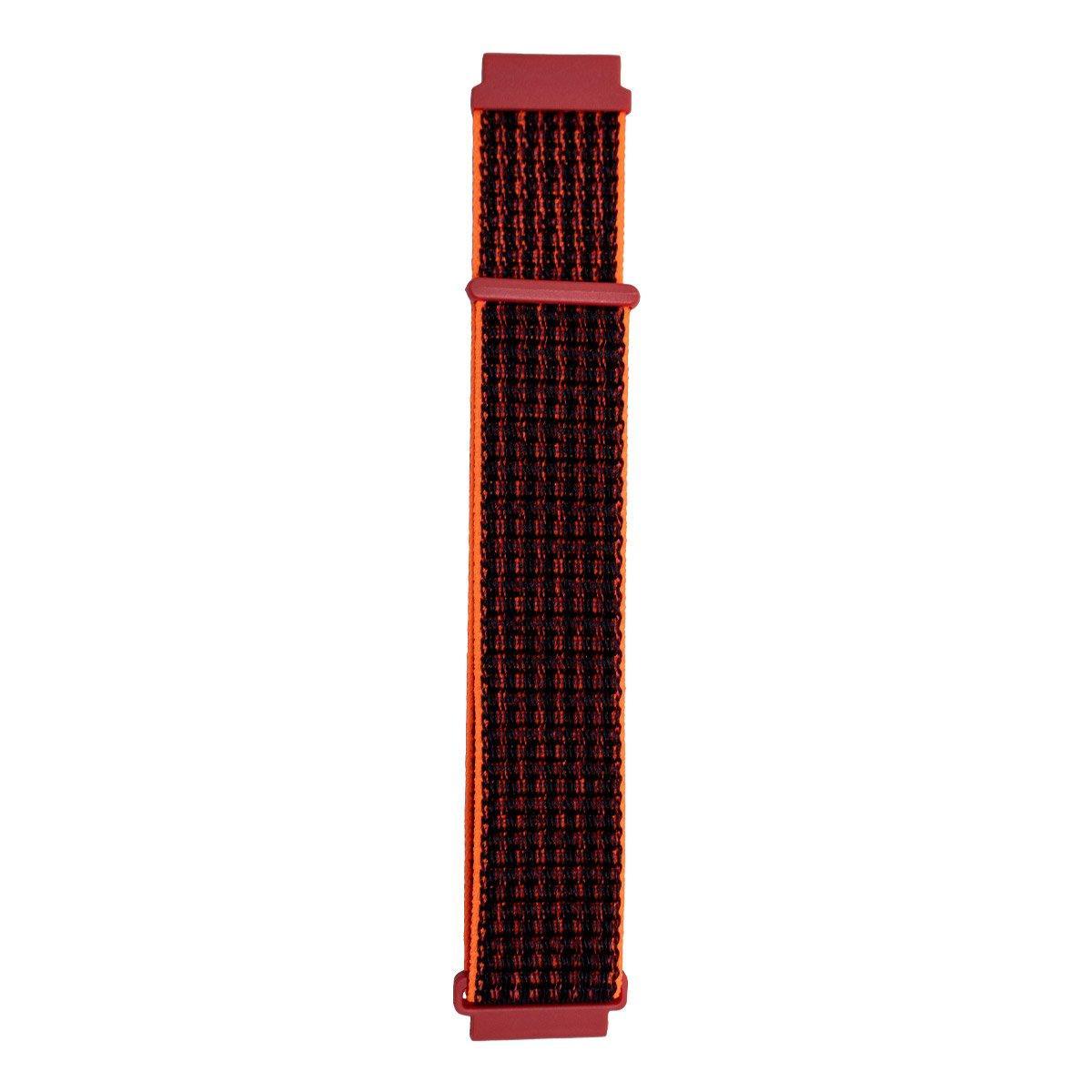 20mm Nylon Braided Sport Loop Velcro Watch Band Strap Compatible Replacement - Red-Black