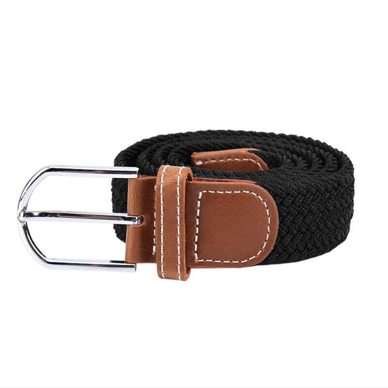 Belt For Men Elastic Waistband Canvas Buckle Braided Mens Woven Stretch Strar