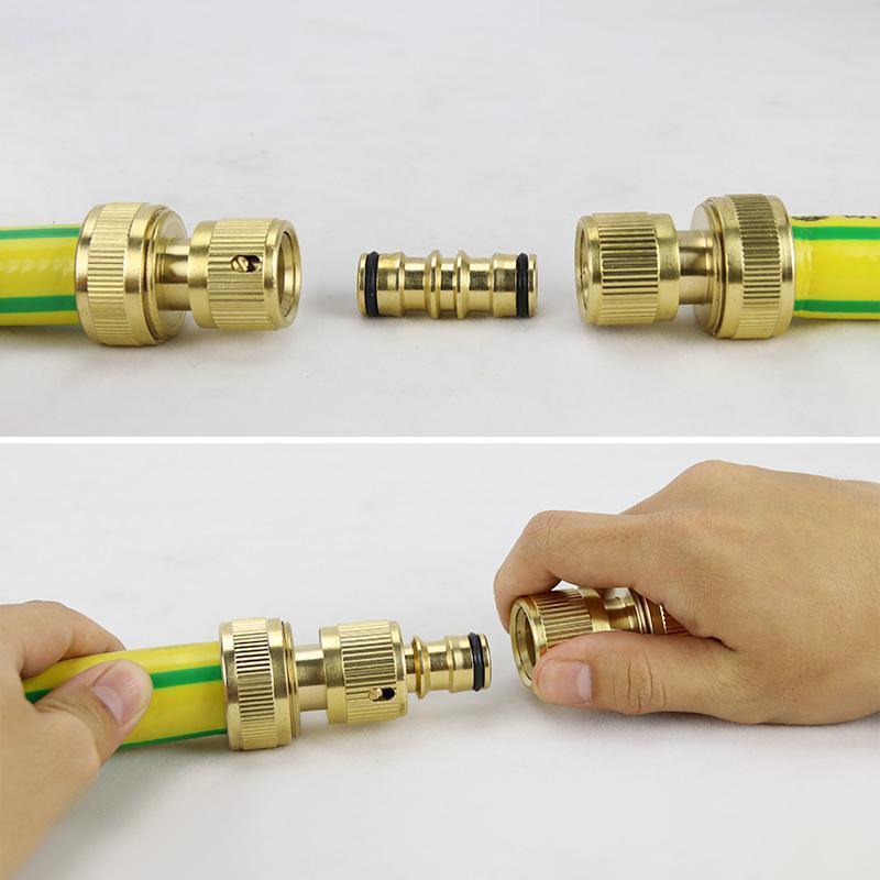 Brass Garden Hose Connector Fitting Double End Quick Joiner for 12mm Pipe Repair