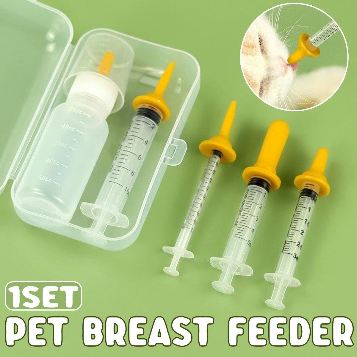 Kitten Feeding Bottle with Syringe Dispenser for Young Pets and Small Animals
