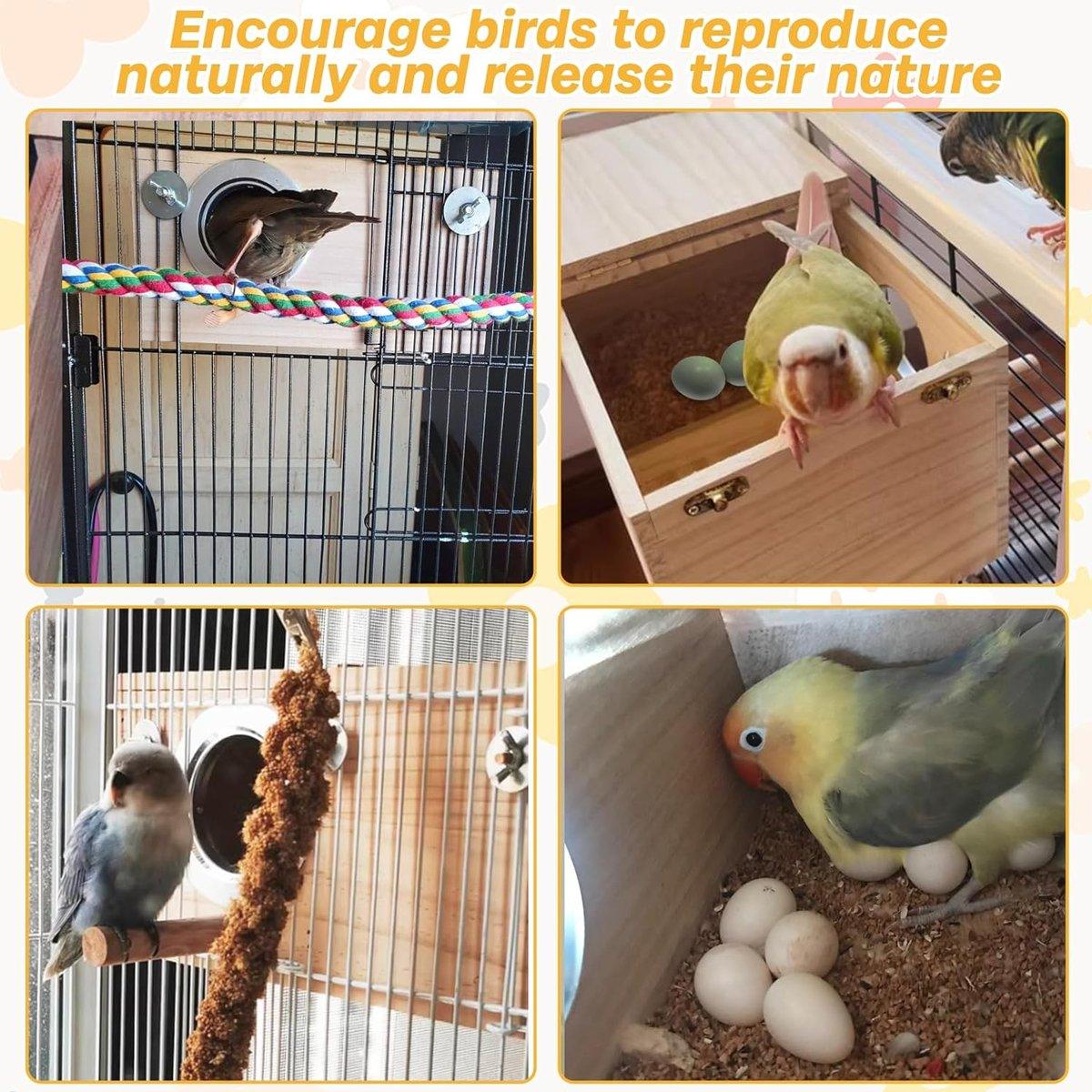 Natural Wooden Breeding Box Durable Parrot Hatching Box Nesting Box for Birds