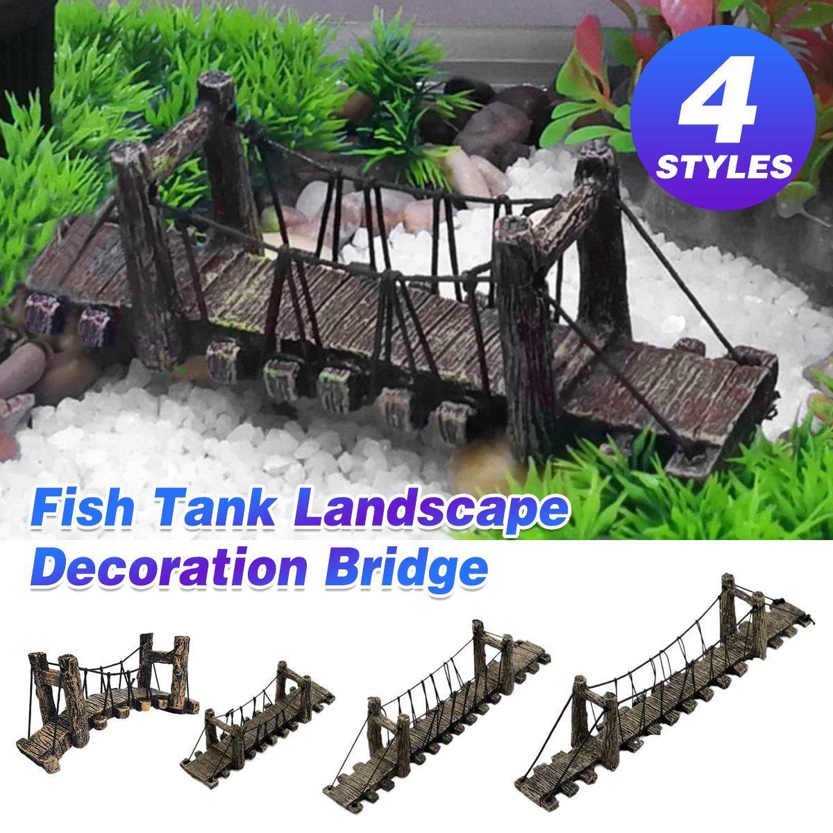Resin Bridge Aquarium Decoration Fish Tank Accessories Shrimp Tortoise Climbing - Suspension Bridge-S