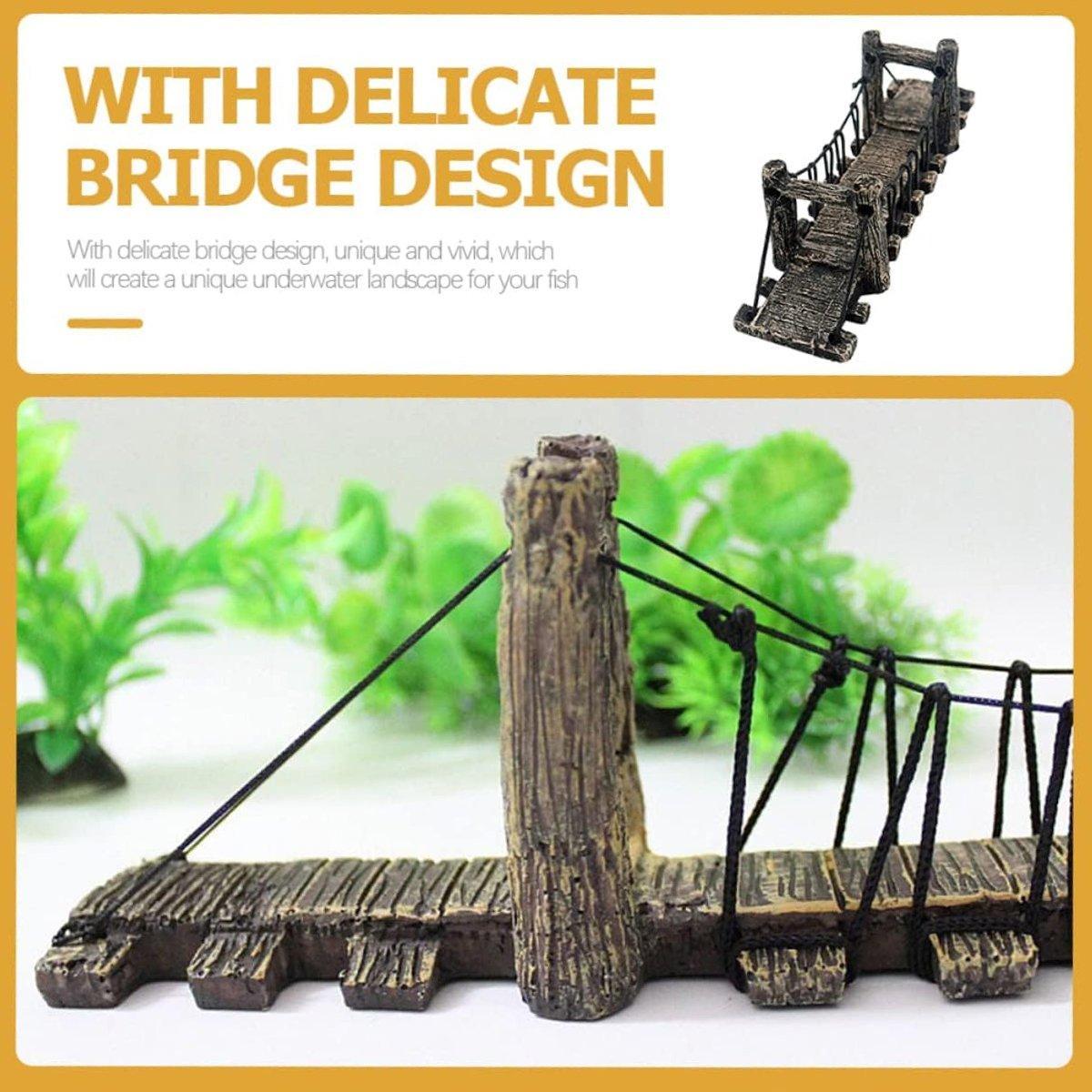 Resin Bridge Aquarium Decoration Fish Tank Accessories Shrimp Tortoise Climbing - Suspension Bridge-S