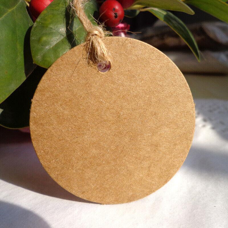 200Pcs Kraft Paper Tags Round 5X5 Cm Brown Card Cardboard Wedding Party Gift Diy