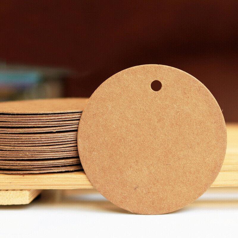 200Pcs Kraft Paper Tags Round 5X5 Cm Brown Card Cardboard Wedding Party Gift Diy