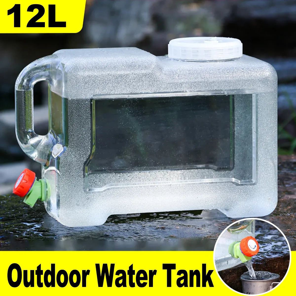 Water Bucket 12L Outdoor Portable Container With Faucet Camping Car Household
