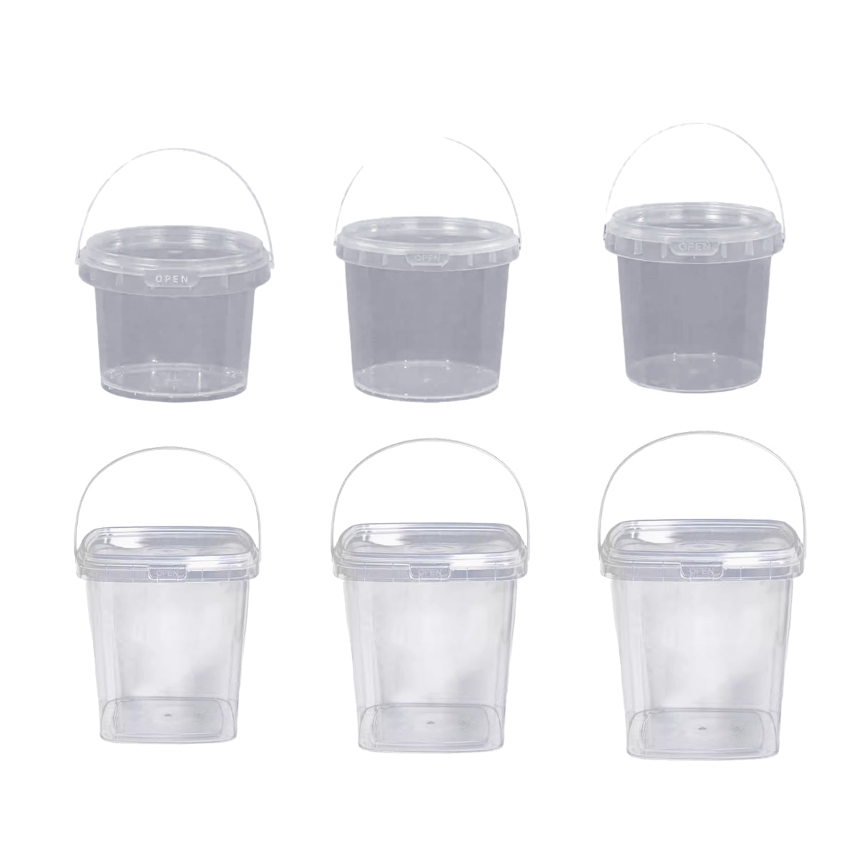 20pcs Plastic Round Bucket with Lid Transparent Portable Storage Gift Container - Round 1000ml