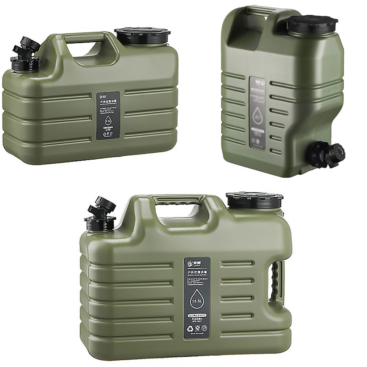 Outdoor Camping Water Storage Bucket with Faucet Portable Square Drinking Tank - 11L