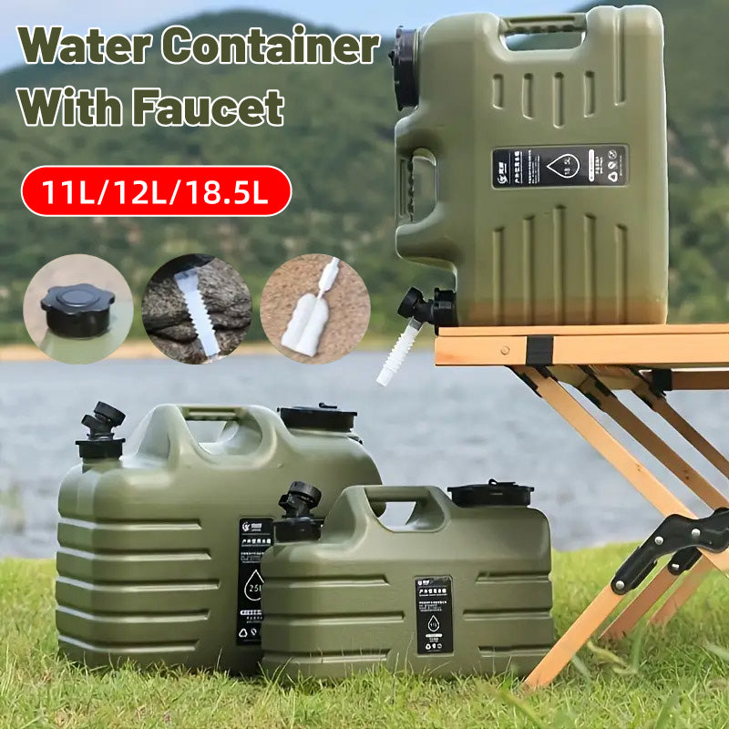 Outdoor Camping Water Storage Bucket with Faucet Portable Square Drinking Tank - 12L