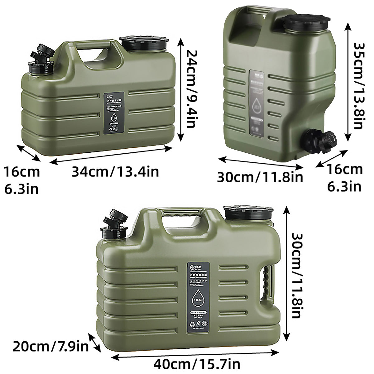 Outdoor Camping Water Storage Bucket with Faucet Portable Square Drinking Tank - 12L