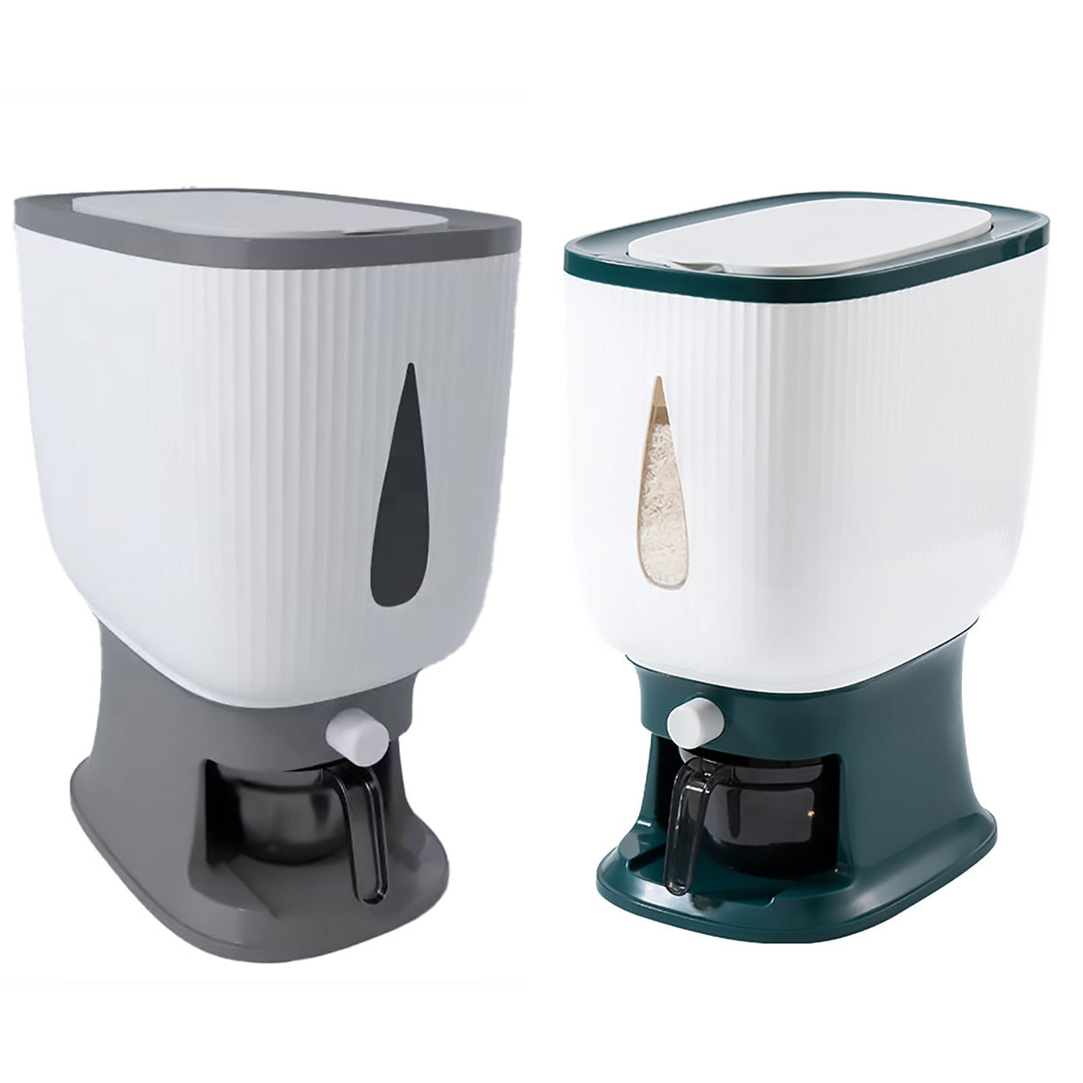 10kg Rice Storage Bucket Household Metering Rice Container Large Capacity - Green