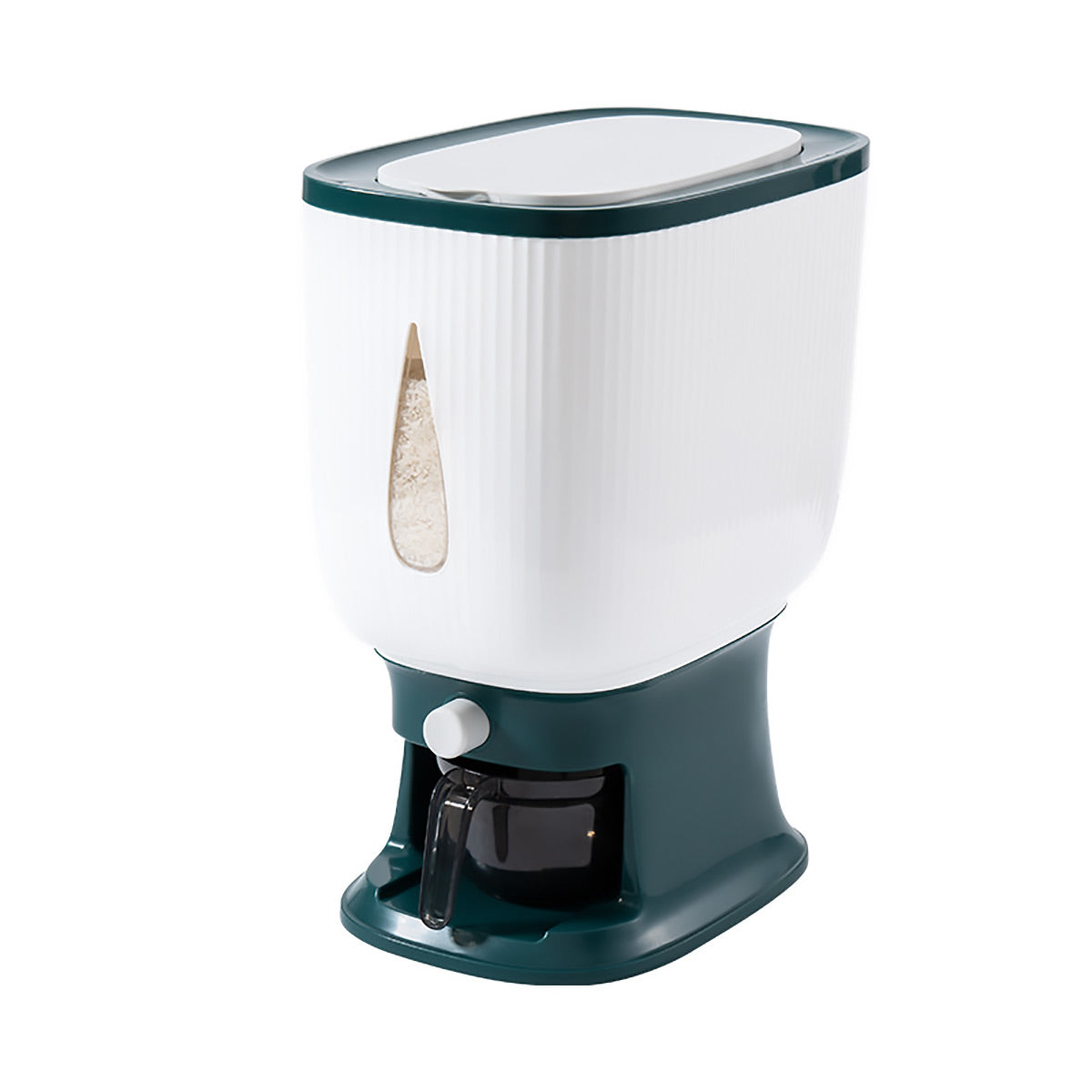 10kg Rice Storage Bucket Household Metering Rice Container Large Capacity - Green