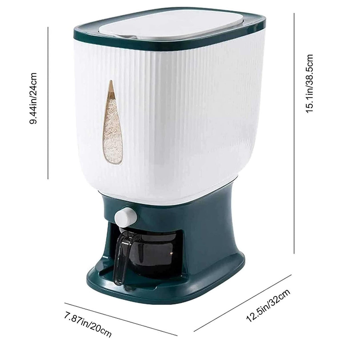 10kg Rice Storage Bucket Household Metering Rice Container Large Capacity - Grey