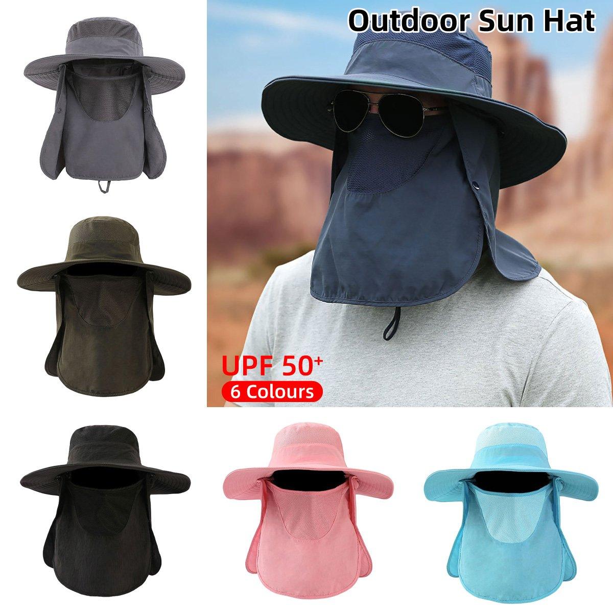2PCS Outdoor Fisherman Hat Men Women Sun Protection Fishing Cap Bucket Hat - Navy