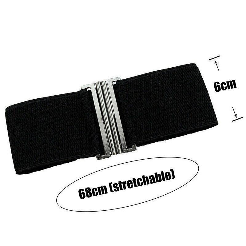 3Colours Waist Belt Elastic Waistband Stretch Women Dress Metal Buckle Cinch Au - White