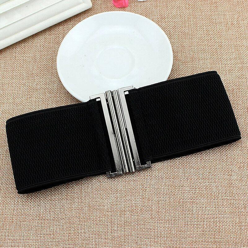 3Colours Waist Belt Elastic Waistband Stretch Women Dress Metal Buckle Cinch Au - White