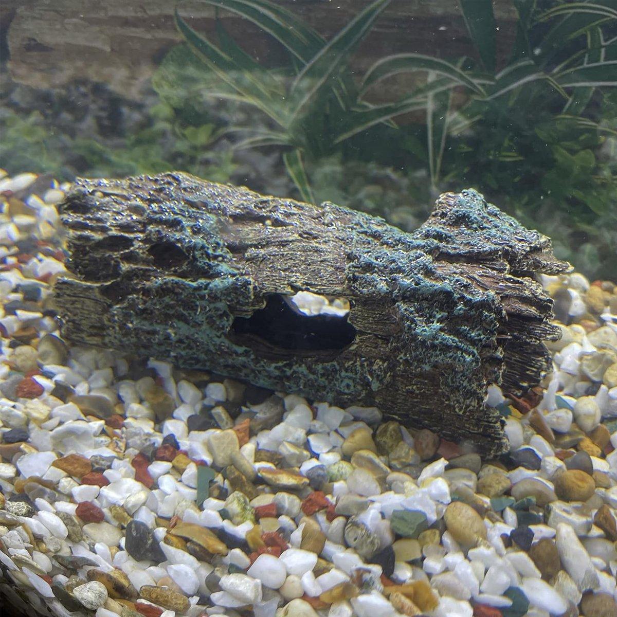 Tree Log Hide Ornament Trunk Tunnel Fish Reptile Tank Resin Aquarium Decoration - Large