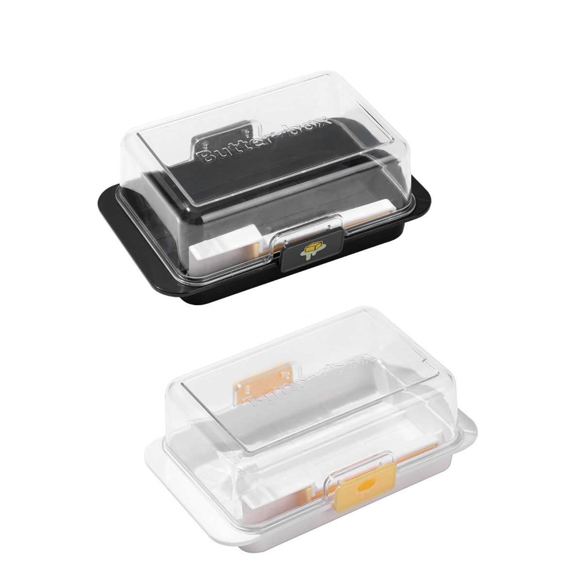 Butter Cheese Storage Box Kitchen Container with Lid Plastic Fridge Organizer - White