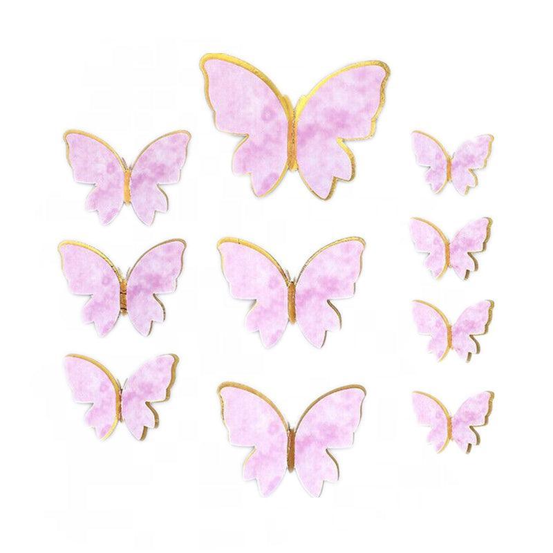 10Pcs Butterfly Paper Toppers Happy Birthday Cake & Festival Theme Decor - Pink Phnom Penh