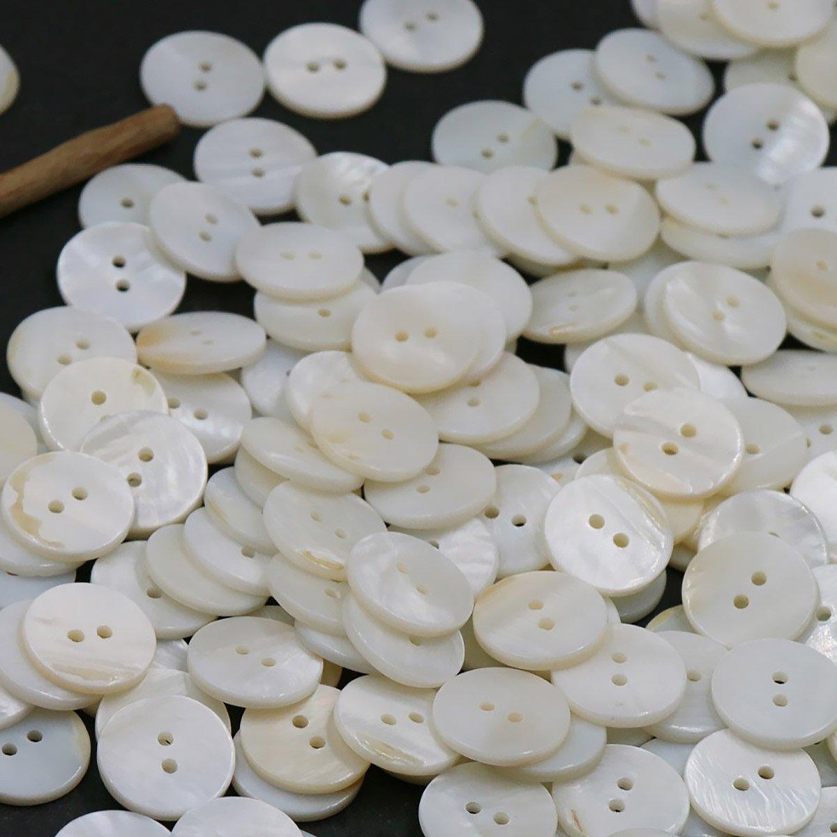 20pcs White Shirt Buttons Round Two Eyes Sewing Craft DIY Clothing Supplies - 11.5mm