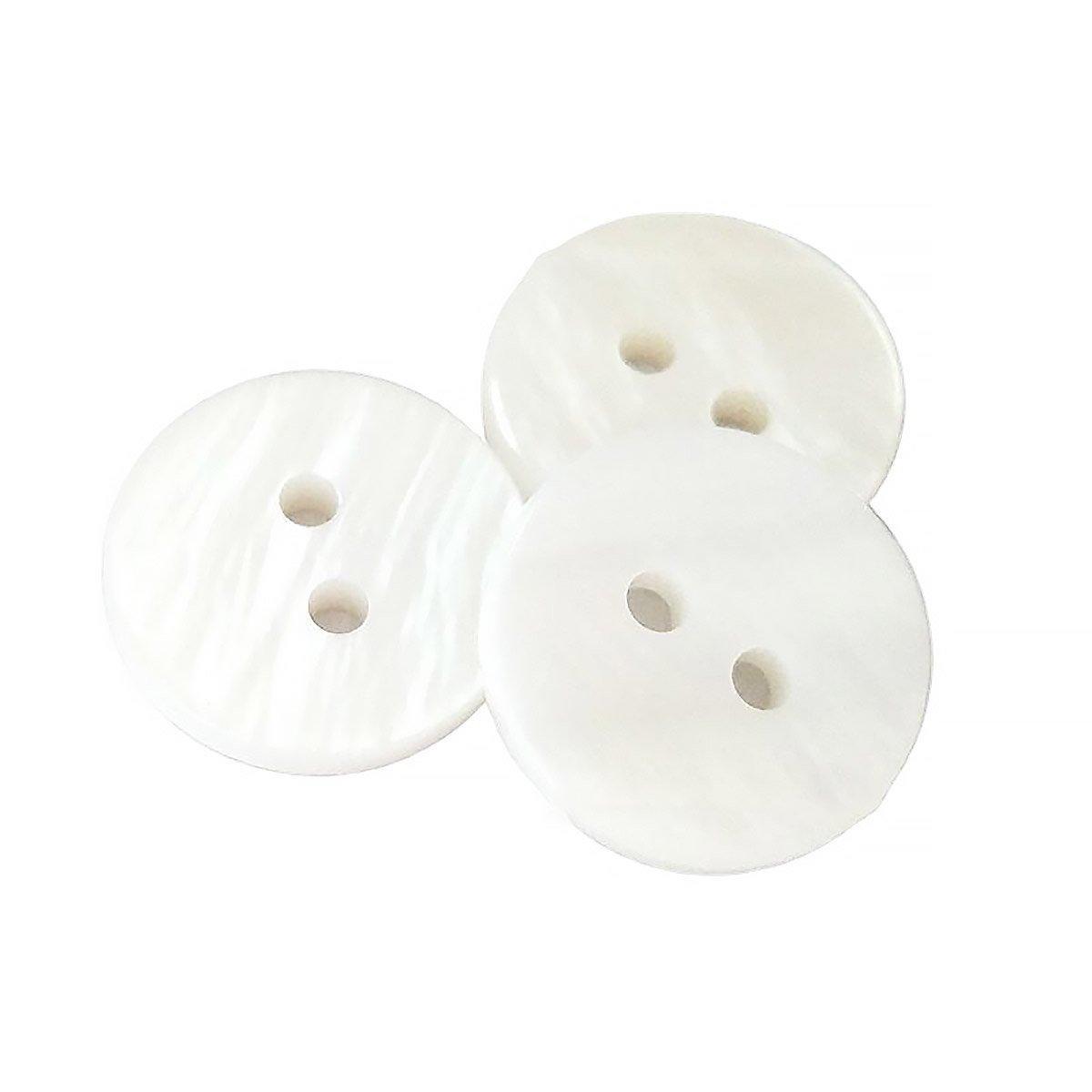 20pcs White Shirt Buttons Round Two Eyes Sewing Craft DIY Clothing Supplies - 15mm