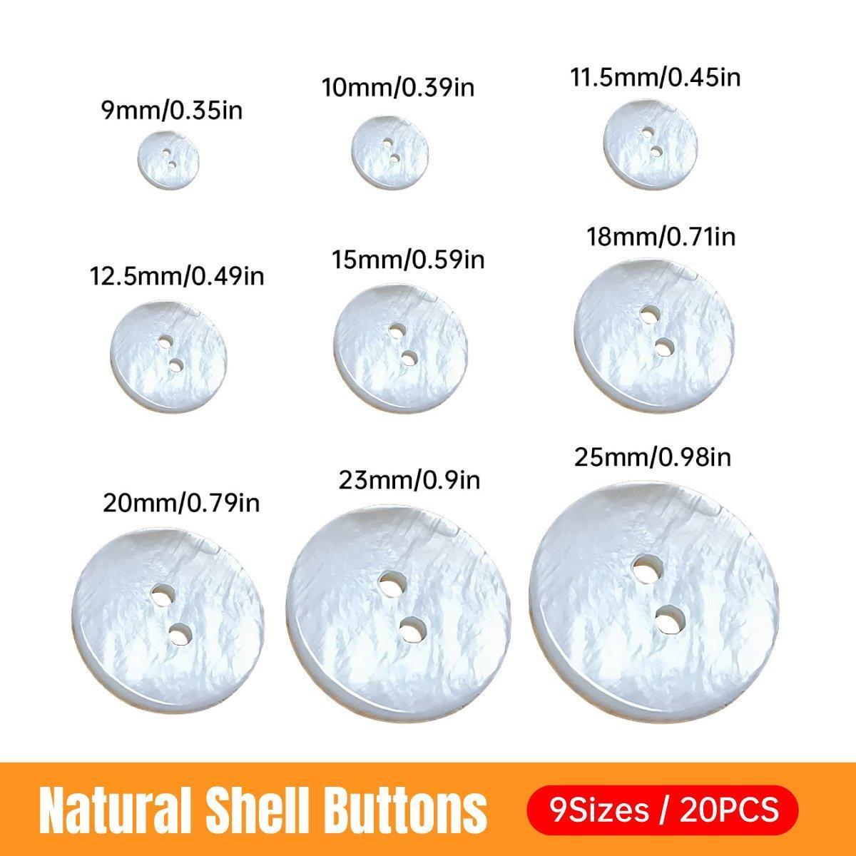 20pcs White Shirt Buttons Round Two Eyes Sewing Craft DIY Clothing Supplies - 18mm