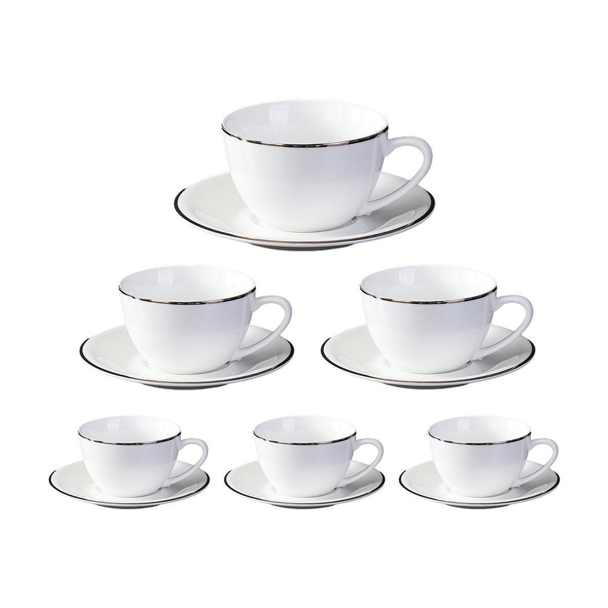6PCS Ceramic Coffee Cup and Saucer Set Apricot Tea Cup with Ear Hotel Coffee Cup - 160ml