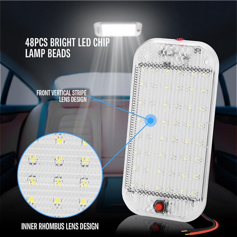 2Pcs 12V 48Led Truck Car Ute Caravan Interior Roof Ceiling Dome Light Cabin Lamp