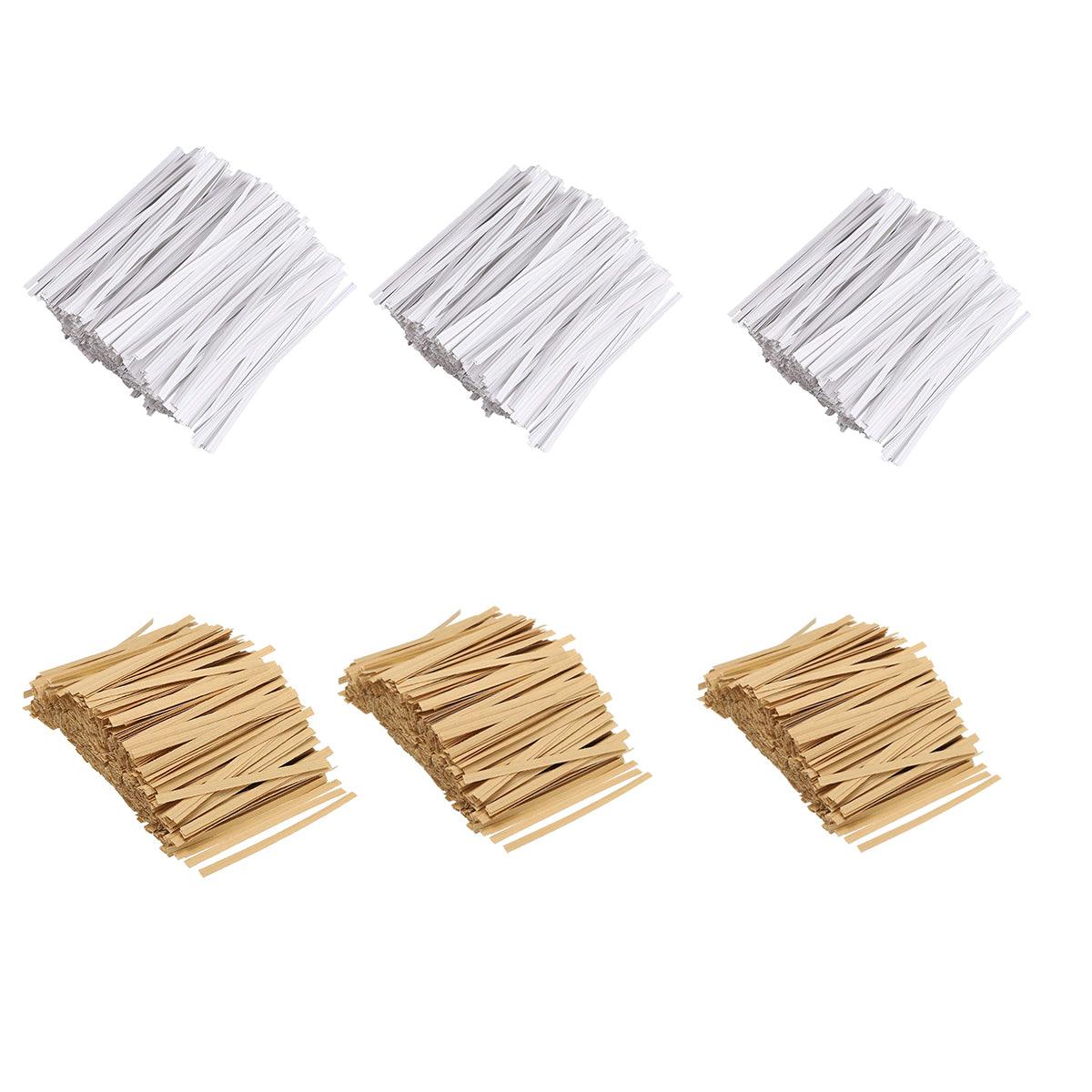 1000pcs Paper Tie Tape Wire 8/10/15cm for Baking Packing Bag Sealing Supplies - White-10cm