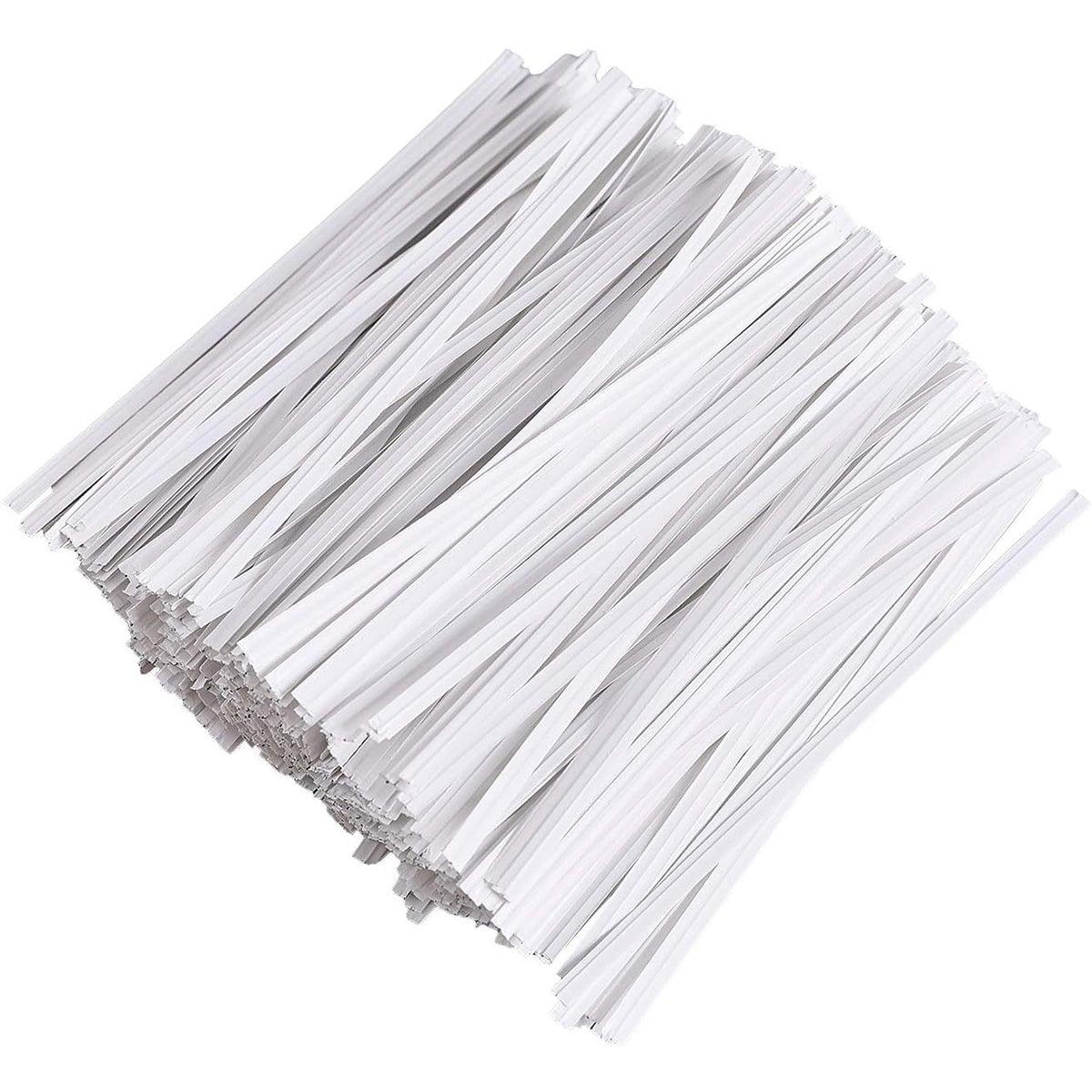 1000pcs Paper Tie Tape Wire 8/10/15cm for Baking Packing Bag Sealing Supplies - White-10cm