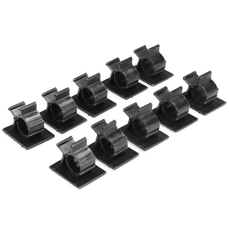 Adhesive Cord Management Cable Clips Black Wire Holder Organizer Clamp Au Stock - 10PCS