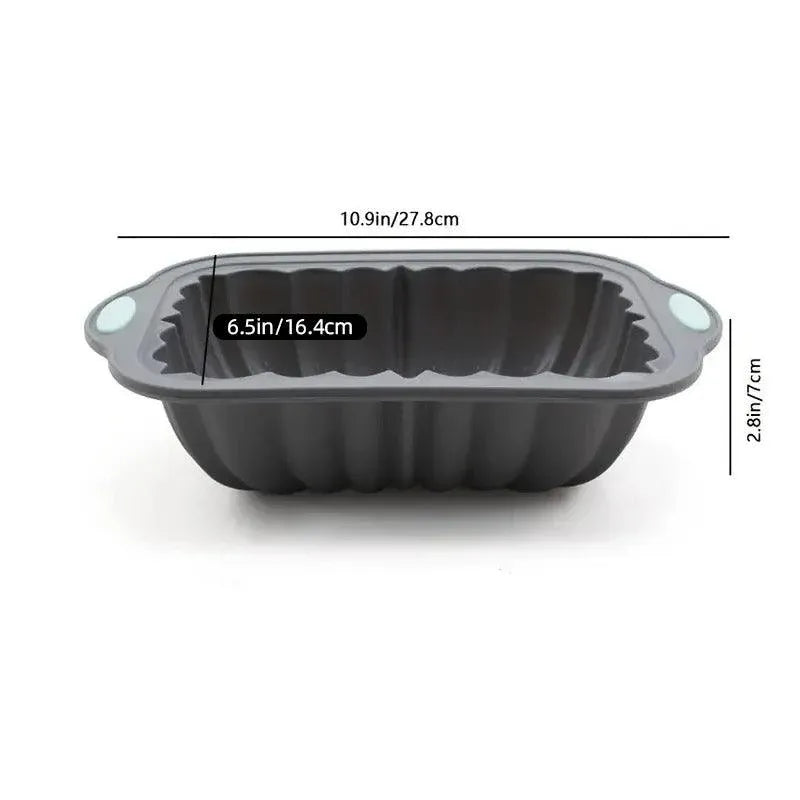 1-Piece Rectangular Flower-Pattern Cake Pan, Grey