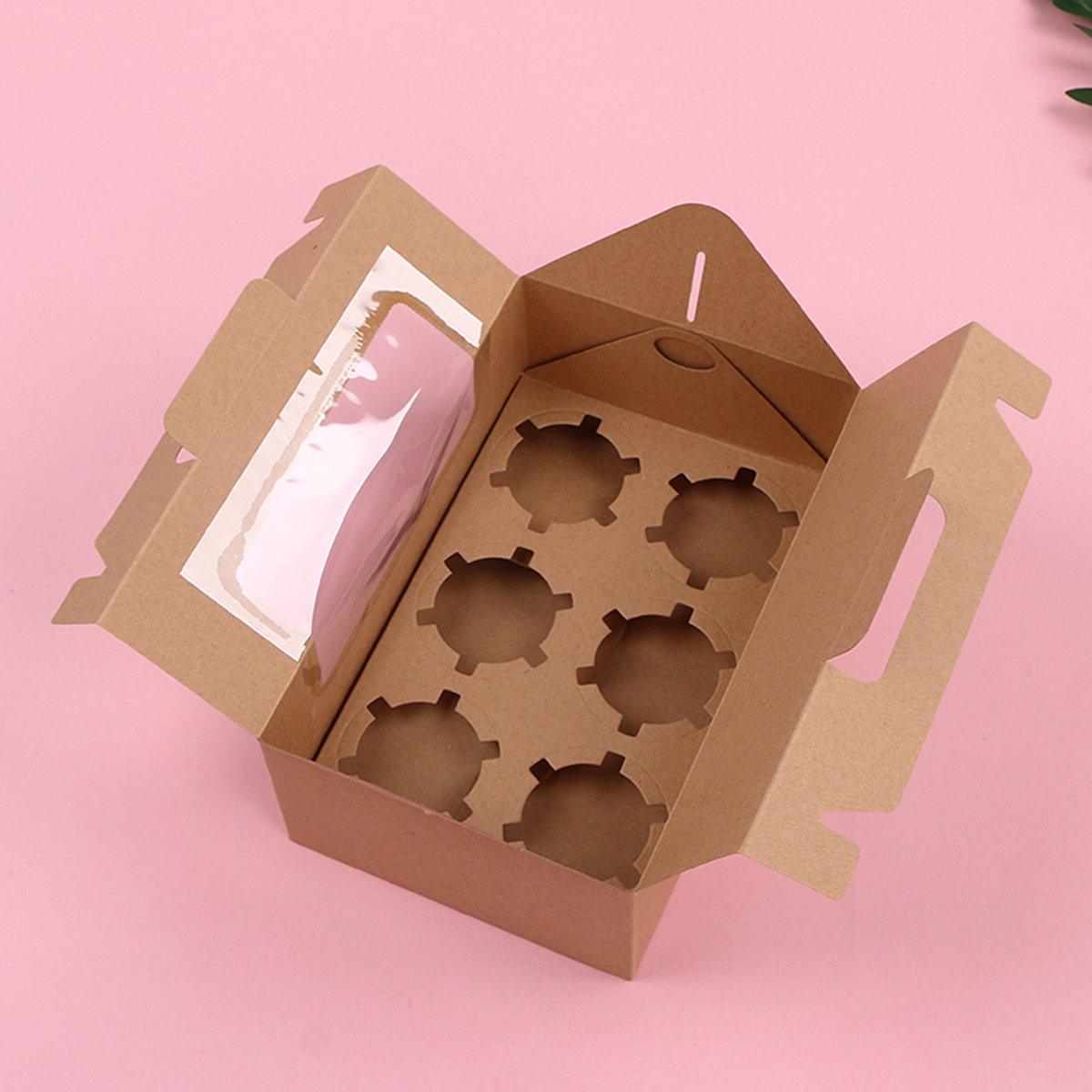 25pcs Portable Cupcake Packaging Box with Transparent Window for Easy Opening - Blue-2Cup