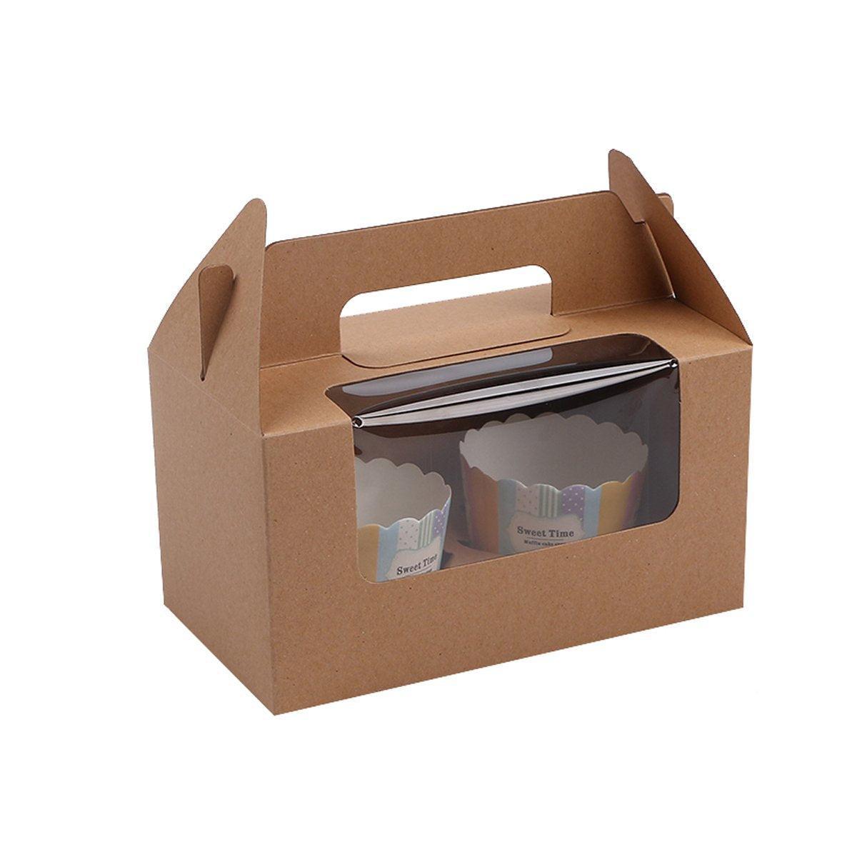 25pcs Portable Cupcake Packaging Box with Transparent Window for Easy Opening - Blue-2Cup