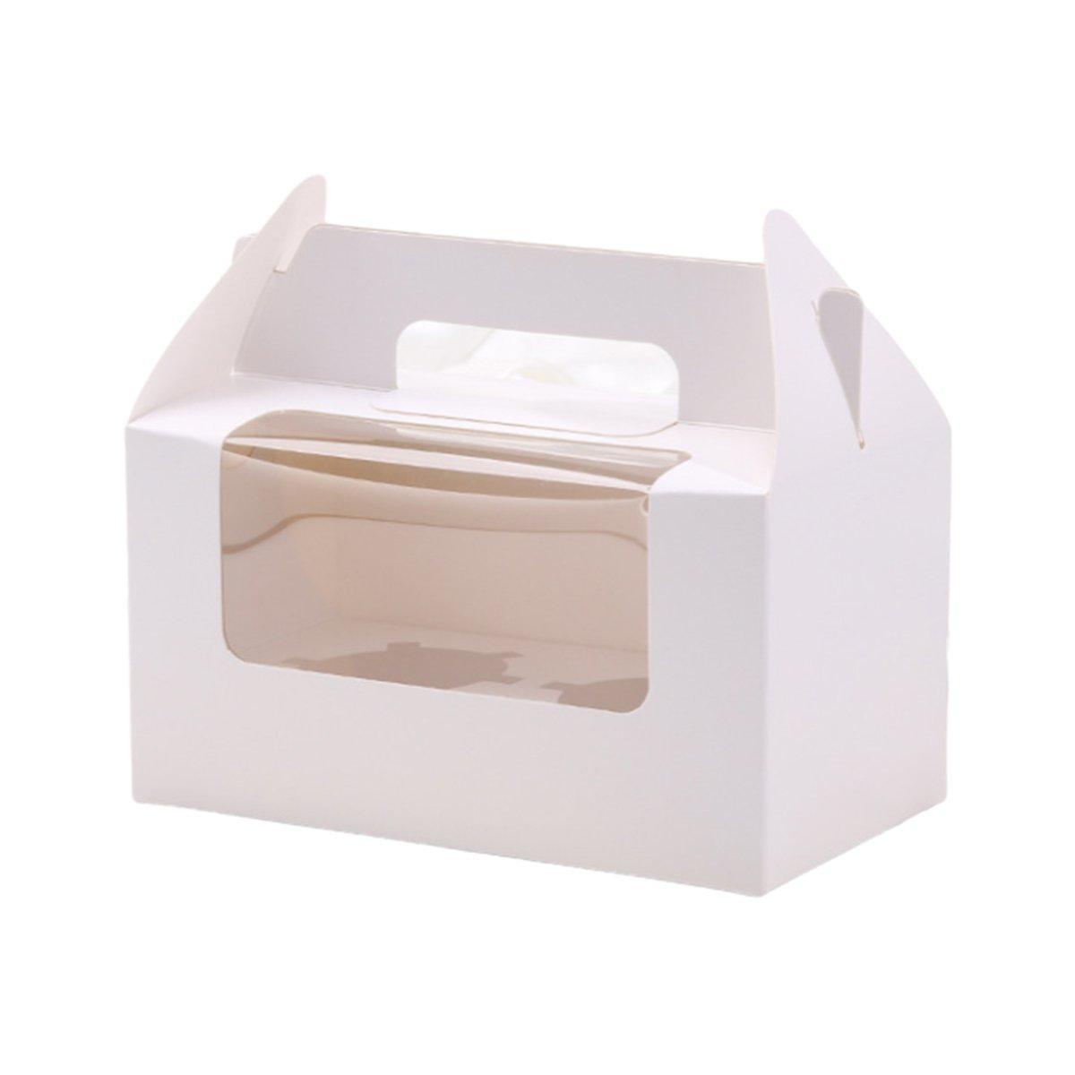 25pcs Portable Cupcake Packaging Box with Transparent Window for Easy Opening - Marble-6Cup