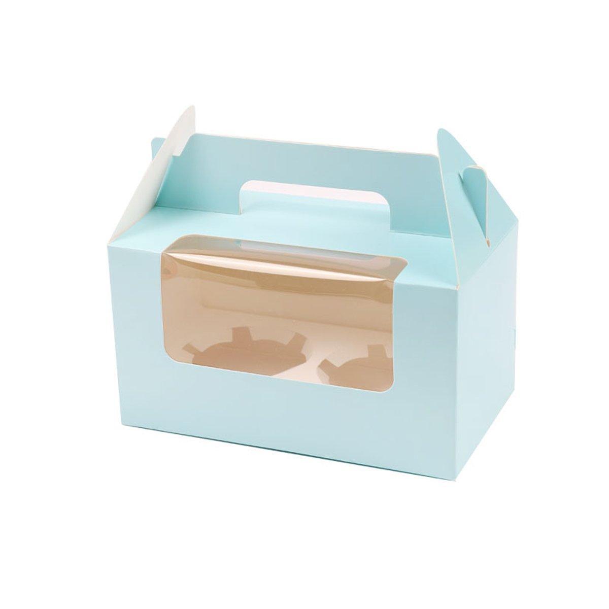 25pcs Portable Cupcake Packaging Box with Transparent Window for Easy Opening - Marble-6Cup