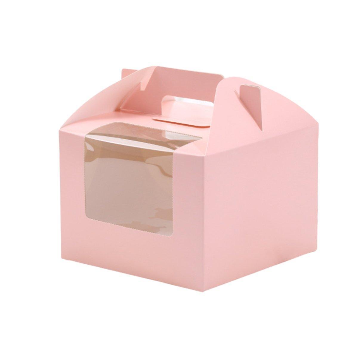 25pcs Portable Cupcake Packaging Box with Transparent Window for Easy Opening - Pink-2Cup
