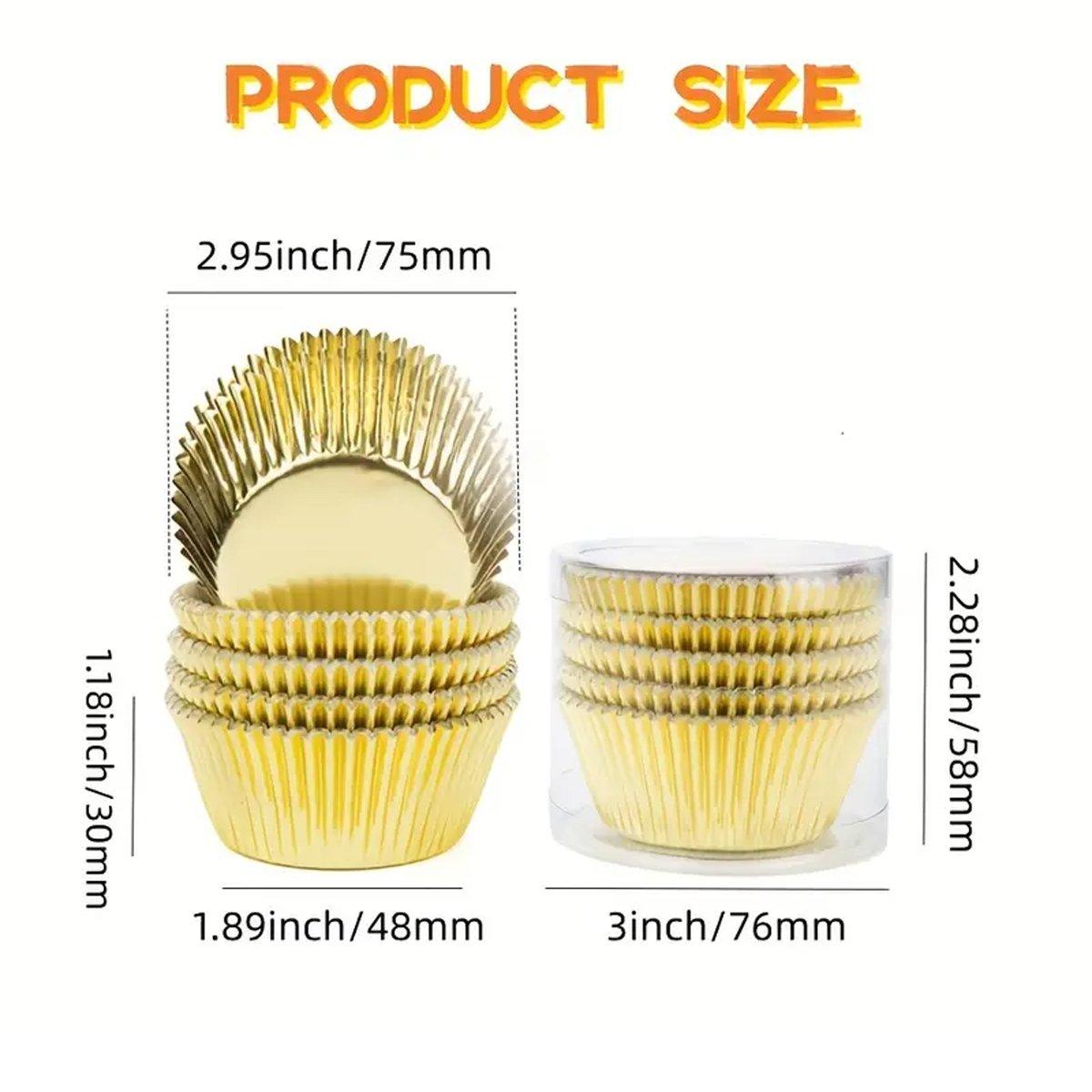 200 Pcs Colored Baking Paper Cupcake Trays Muffin Liners for Party Baking - Gold