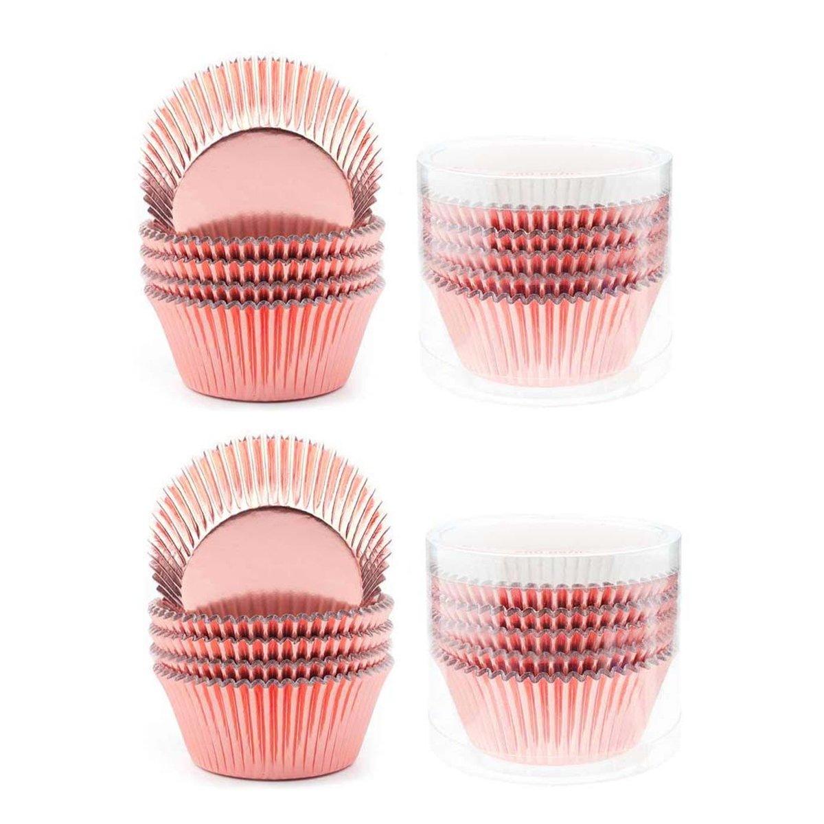 200 Pcs Colored Baking Paper Cupcake Trays Muffin Liners for Party Baking - Pink