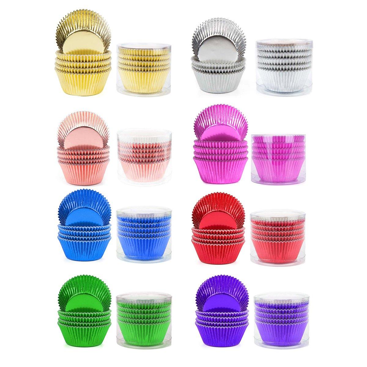 200 Pcs Colored Baking Paper Cupcake Trays Muffin Liners for Party Baking - Rose Gold