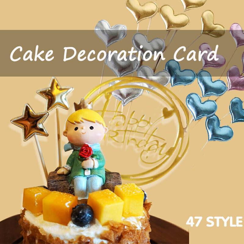 Happy Birthday Acrylic Cake Topper Cake Decoration Golden Silver Party - Blue- Heart