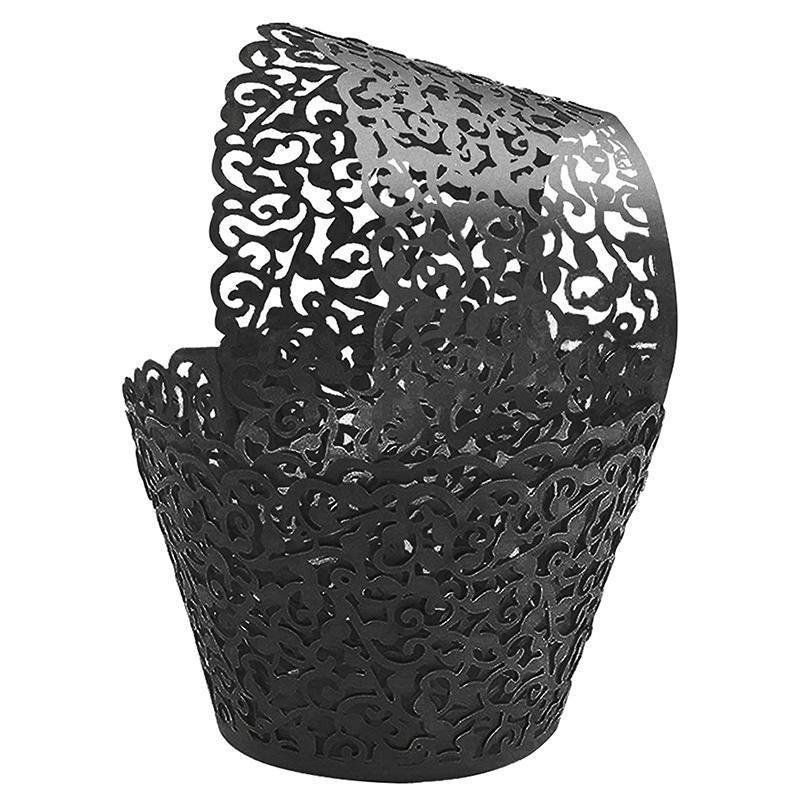 25pcs Laser Cut Cupcake Wrappers Wedding Party Baking Decorations in 8 Colours - Yellow