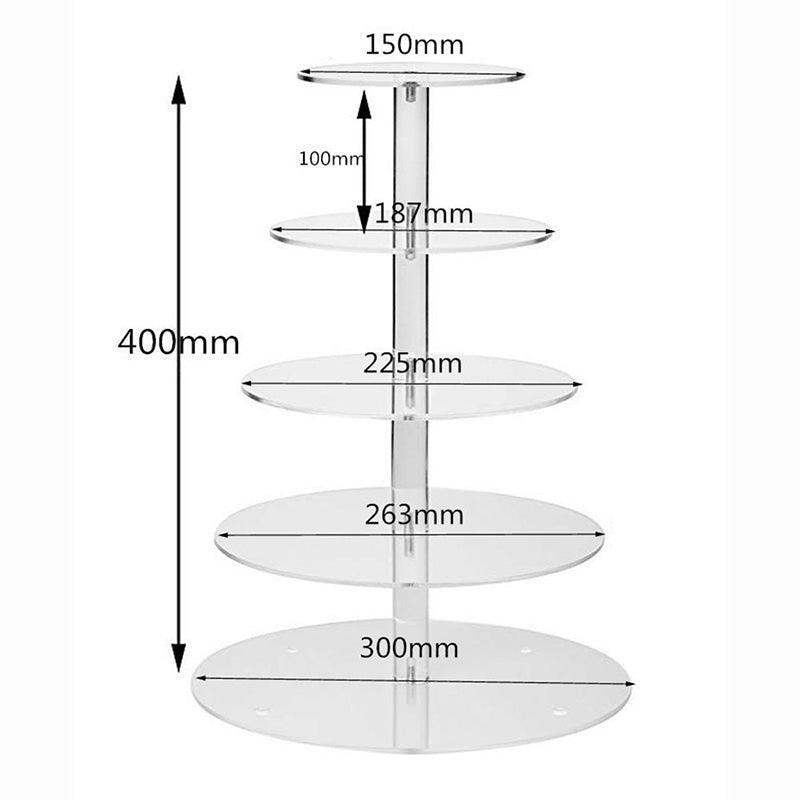 Acrylic Cupcake Tower 3 4 5 6 7 Tier Clear Cake Stand for Wedding Party - 5 Tiers