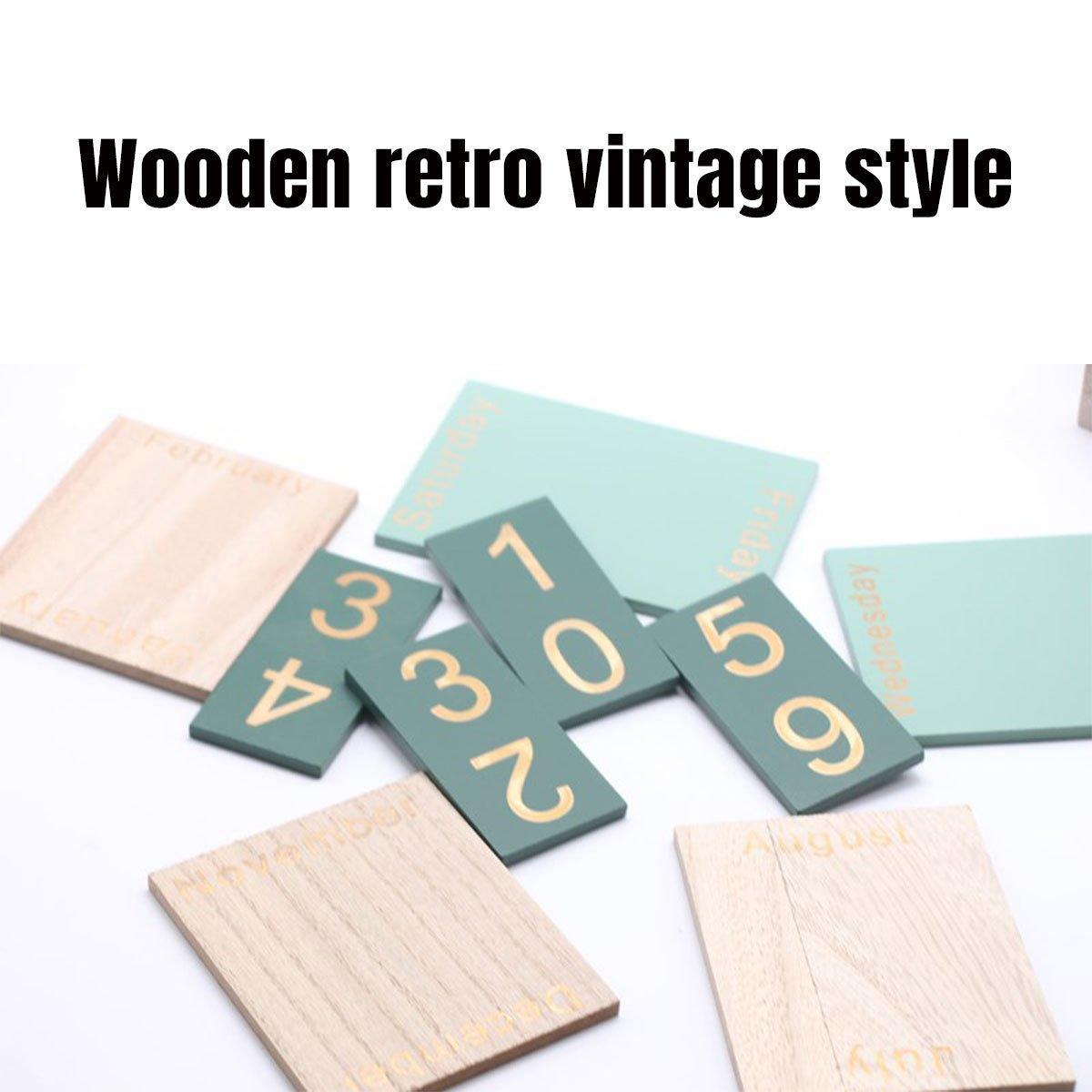 Rustic Wooden Perpetual Desk Calendar DIY Block Calendar Office Desktop Decor - Pineapple