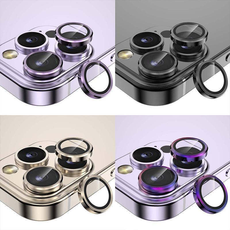 For iPhone 14/14 Plus Metal Camera Lens Glass Screen Protector - Black